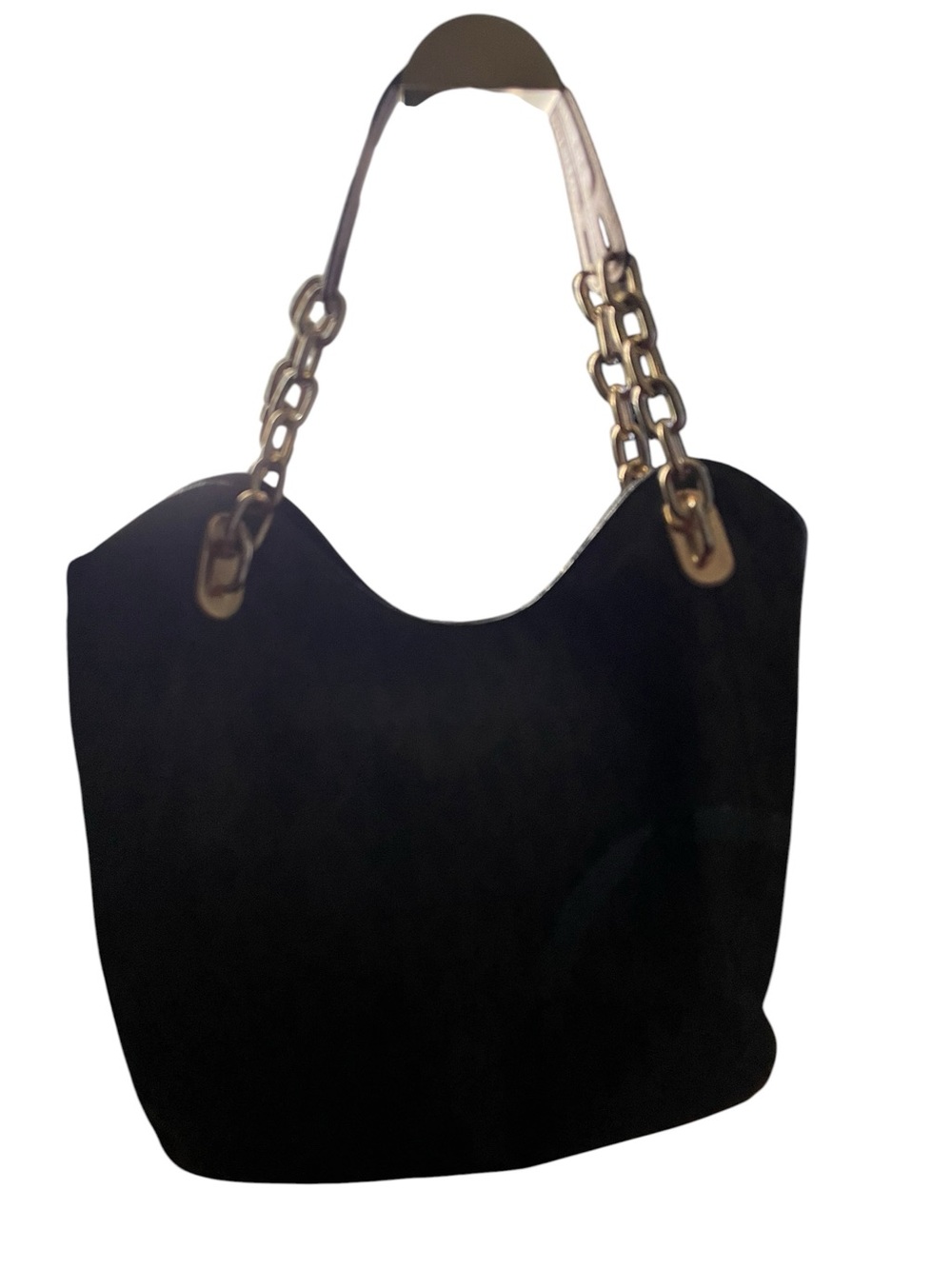 Michael Kors Fulton Large Chain Shoulder Tote Monogram Signature Brown Black - Picture 2 of 10